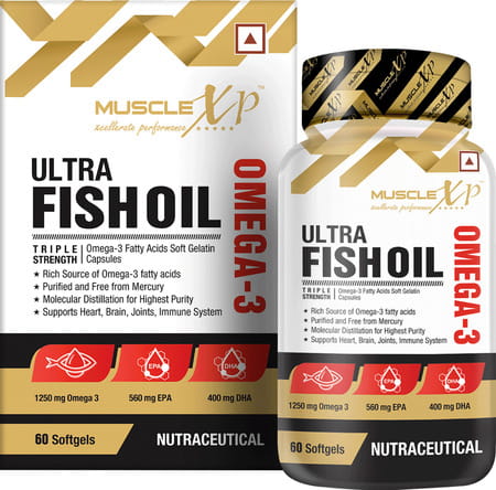 Musclexp Ultra Fish Oil Triple Strength Omega 3 1250mg 560 Mg Epa /400 Gm Dha - 60 Softgel Capsules