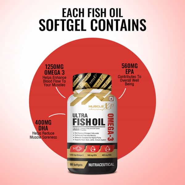 Musclexp Ultra Fish Oil Triple Strength Omega 3 1250Mg 560 Mg Epa /400 Gm Dha - 60 Softgel Capsules