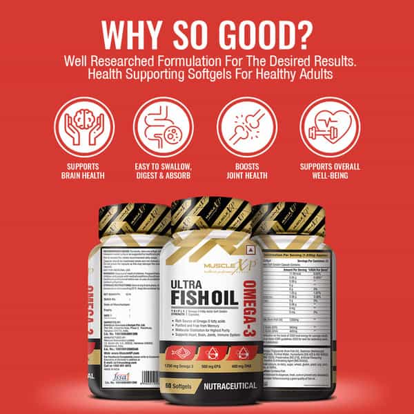 Musclexp Ultra Fish Oil Triple Strength Omega 3 1250Mg 560 Mg Epa /400 Gm Dha - 60 Softgel Capsules
