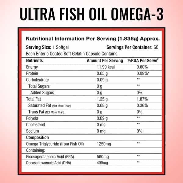 Musclexp Ultra Fish Oil Triple Strength Omega 3 1250Mg 560 Mg Epa /400 Gm Dha - 60 Softgel Capsules
