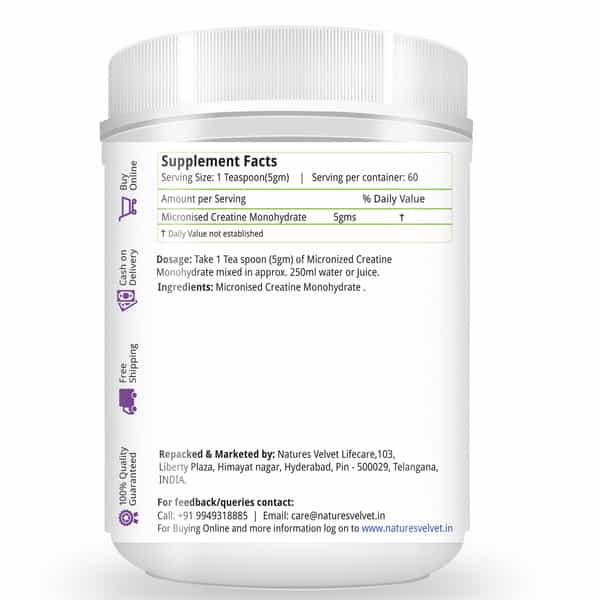 Natures Velvet Micronised Creatine Monohydrate | 300Gms