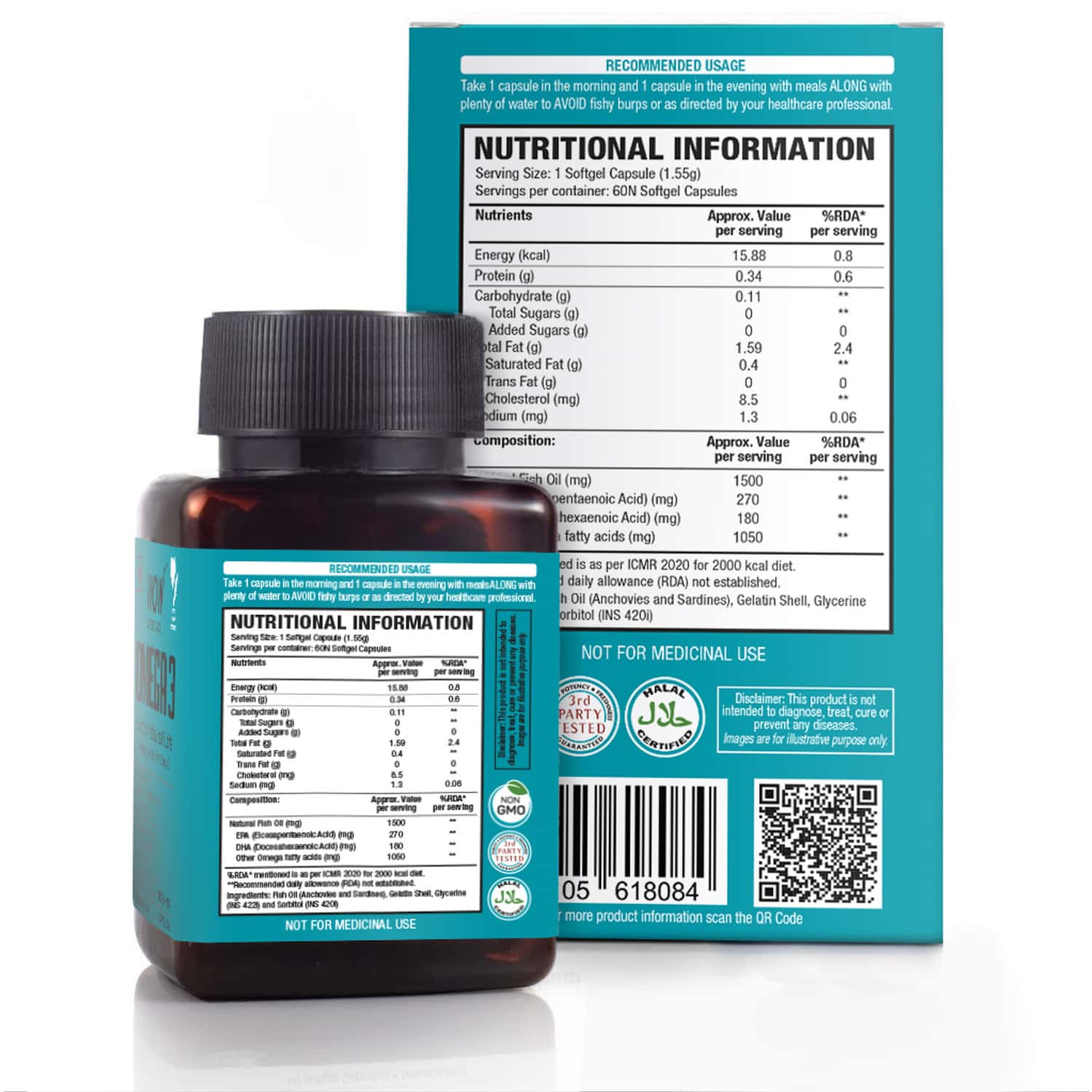 Buy WOW LIFE SCIENCE OMEGA3 1500MG CAPSULES WITH FISH OIL EPA 270