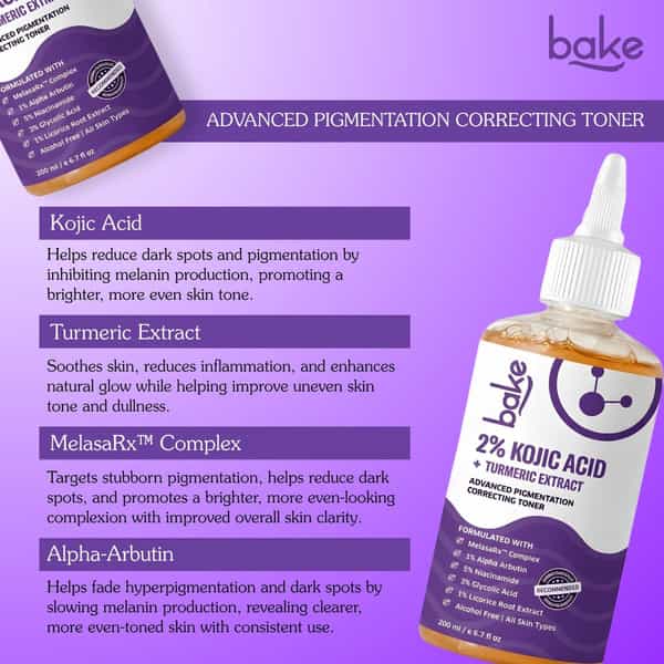 Bake 2% Kojic Acid & Turmeric Extract Toner For Pigmentation & Brightening-200Ml