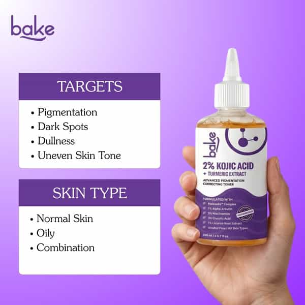 Bake 2% Kojic Acid & Turmeric Extract Toner For Pigmentation & Brightening-200Ml