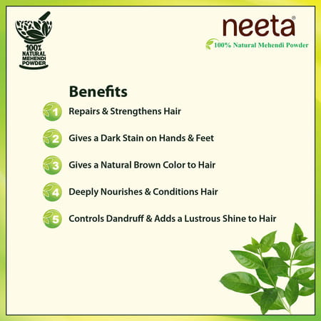 Neeta 100% Natural Mehendi Powder For Hair Colour 500g | Pure Rajasthani Henna Powder With Gi Tag