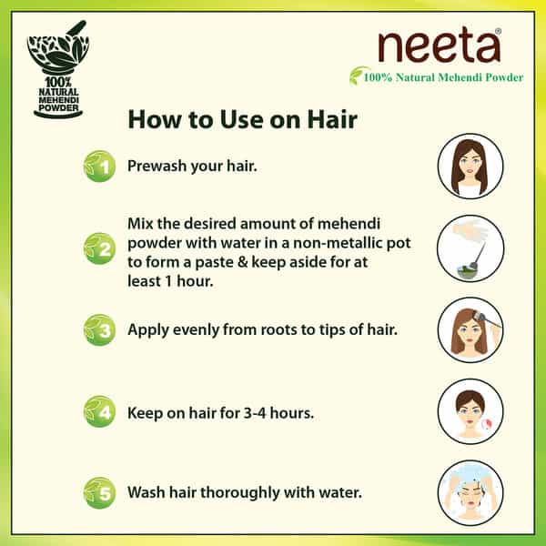 Neeta 100% Natural Mehendi Powder For Hair Colour 500G | Pure Rajasthani Henna Powder With Gi Tag