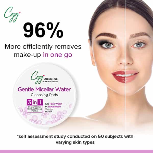 Cgg Cosmetics Gentle Micellar Water Cleansing Pads For Removing Stubborn Makeup - 100 Pads