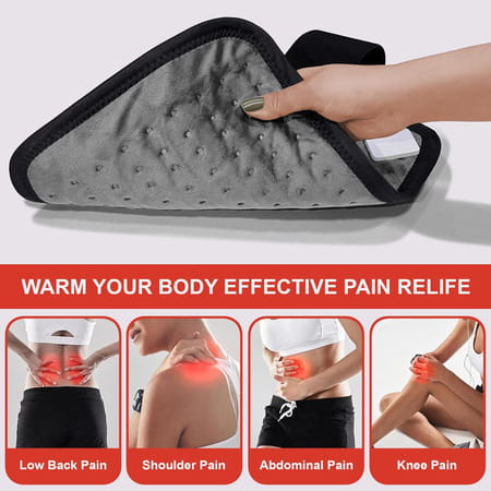 Addmax Electric Heating Pad - Orthopaedic Heating Belt For Back Waist Stomach Pain Relief - Grey