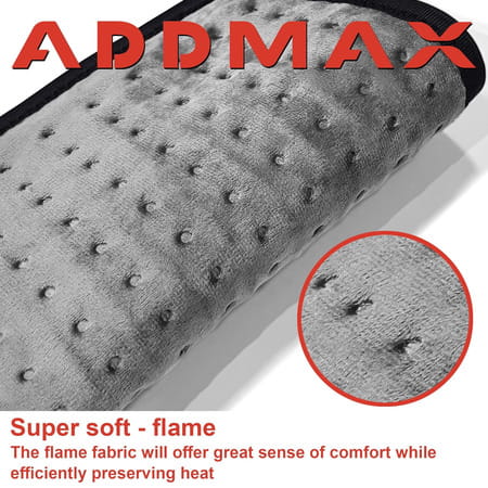 Addmax Electric Heating Pad - Orthopaedic Heating Belt For Back Waist Stomach Pain Relief - Grey