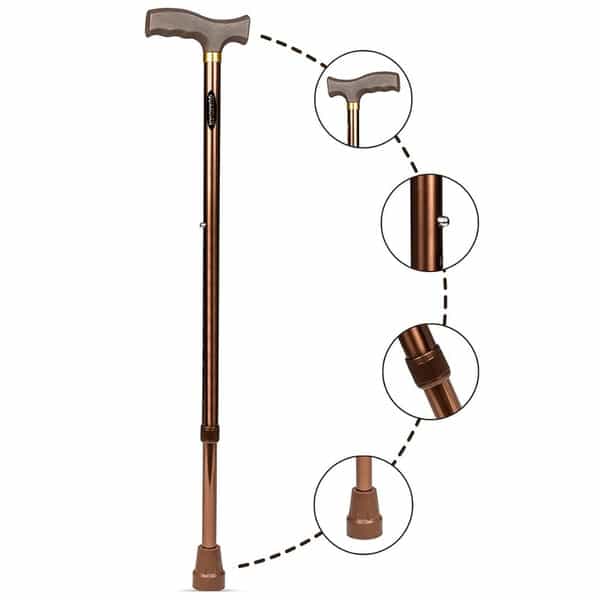 Guardian Walking Stick For Patients | Unisex | Adjustable | Aluminum | Bronze