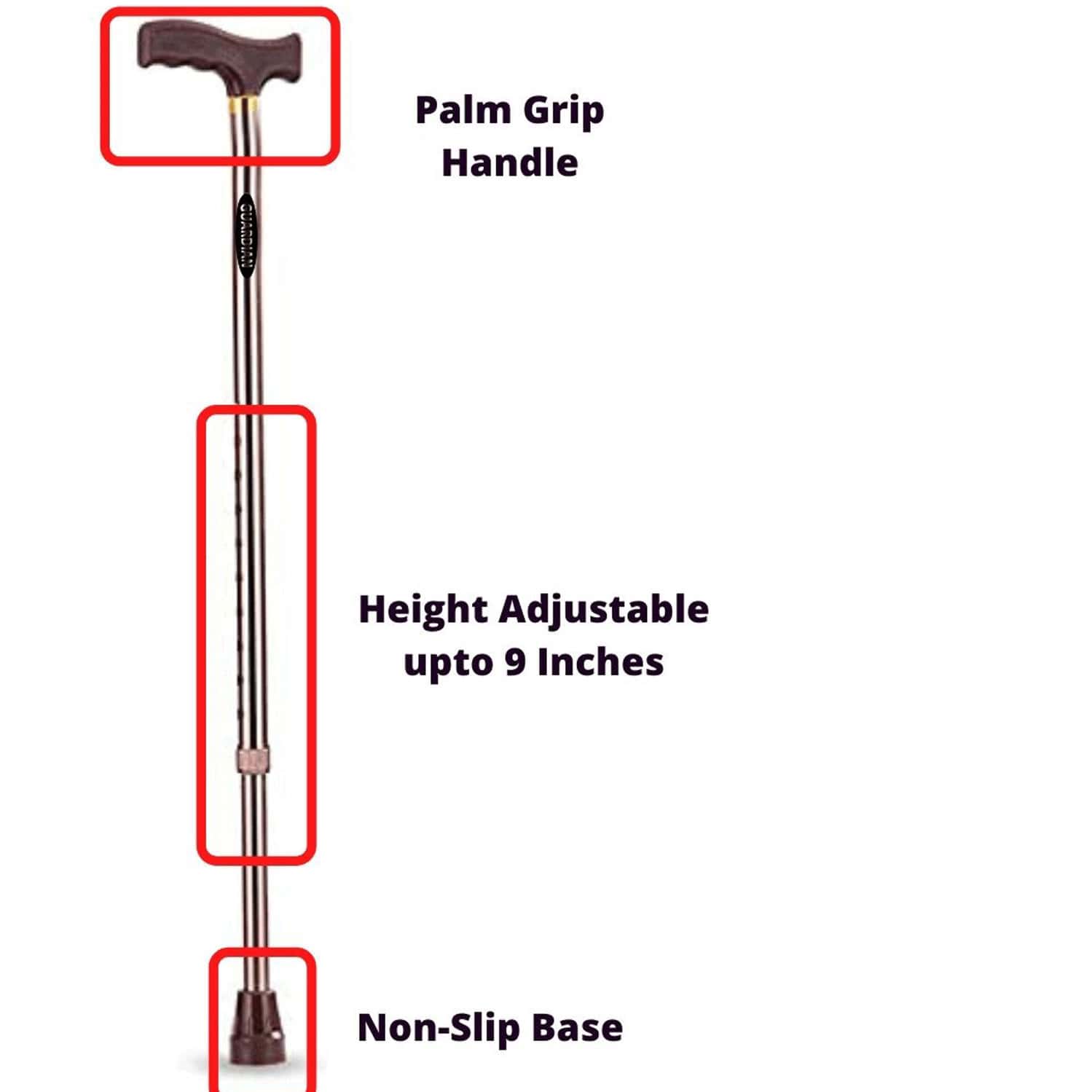 Buy GUARDIAN WALKING STICK FOR PATIENTS, UNISEX, ADJUSTABLE, ALUMINUM