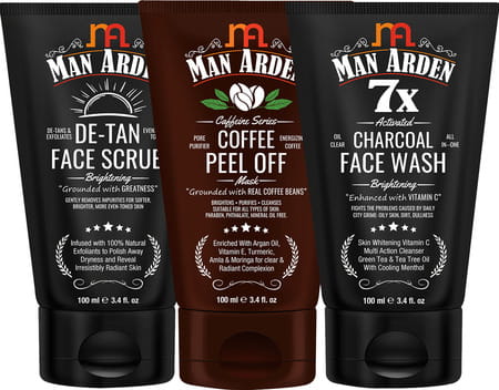 Man Arden Brightening Combo -face Scrub + Peel Off Mask + Face Wash (100ml Each)