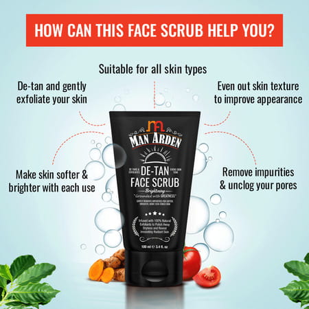 Man Arden Brightening Combo -Face Scrub + Peel Off Mask + Face Wash (100ml Each)