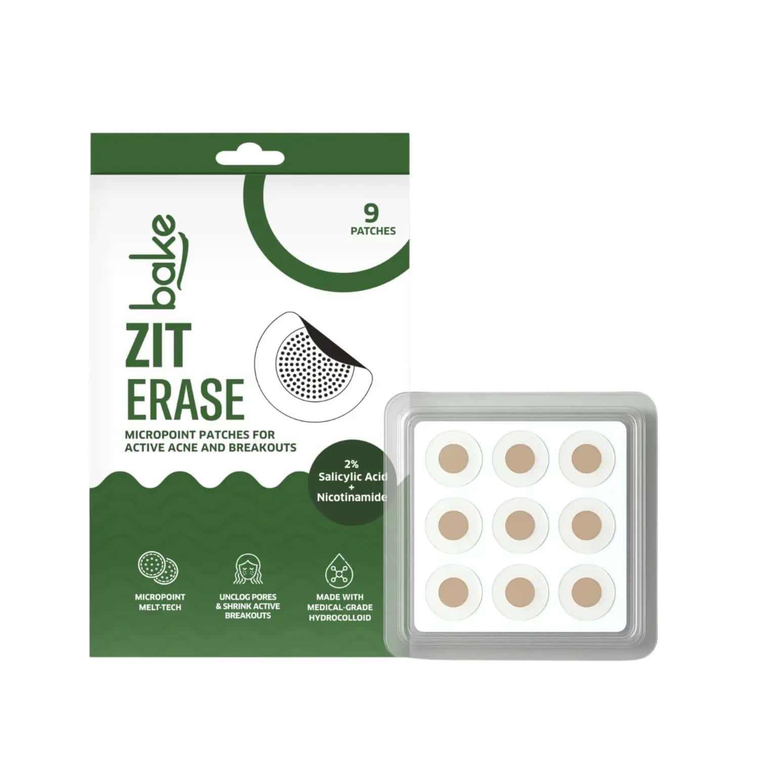 Bake Zit Erase Hydrocolloid Patches For Active Acne & Breakouts (Pack Of 9)