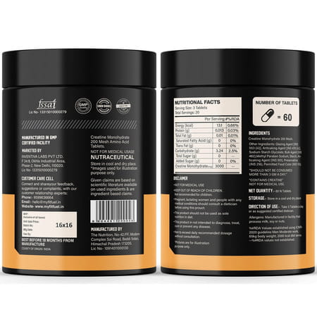 Myfitfuel Creatine Monohydrate 200 Mesh | 3000Mg (60 Tablets)