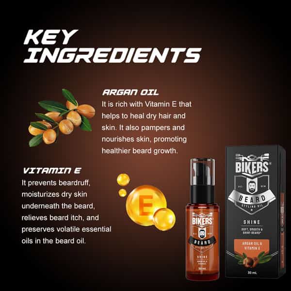 Biker's Beard Styling Oil For Shiny Look With Goodness Of Argan Oil And Vitamin E Oil (30 Ml)