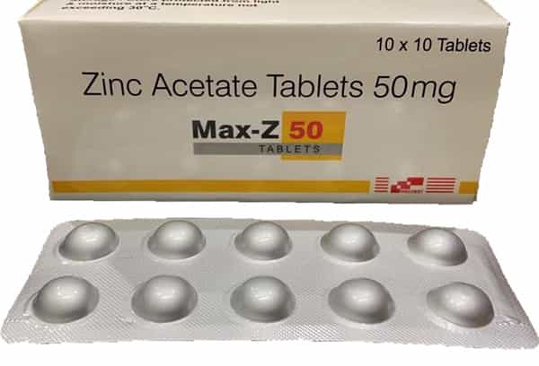 Max-Z 50 Zinc Acetate Tablets - 50Mg - 10 Tablets
