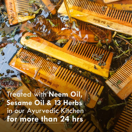 Nat Habit Kacchi Neem Fine Tooth Wooden Comb For Daily Styling Soaked In 17 Herbs & Oils