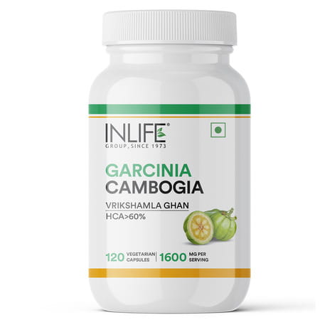 Inlife Pure Garcinia Cambogia Fruit 60% Hca Weight Management Herbs 1600mg - 120 Vegetarian Capsules