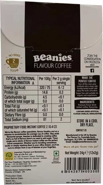 Beanies Flavoured Instant Coffee - Sticks Very Vanilla 24G