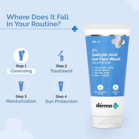 The Derma Co 2% Salicylic Acid Gel Face Wash For Active Acne |Oily Skin - 100ml