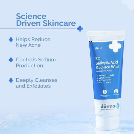 The Derma Co 2% Salicylic Acid Gel Face Wash For Active Acne |Oily Skin - 100ml
