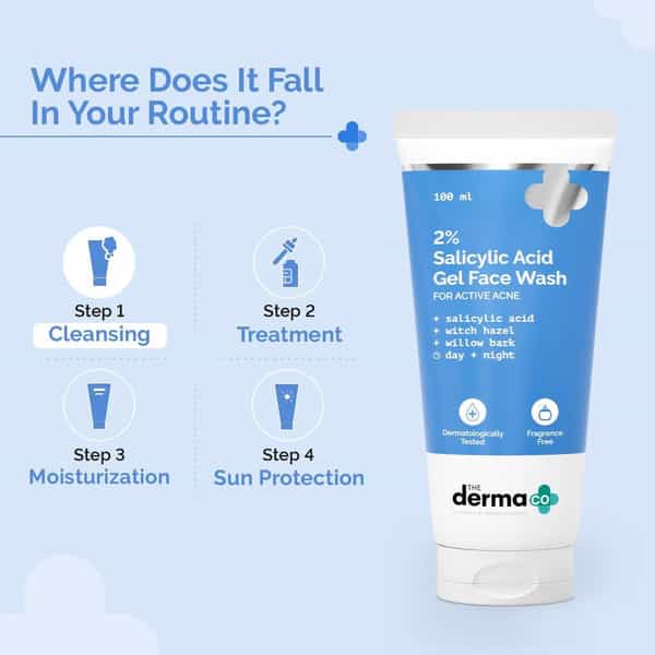 The Derma Co 2% Salicylic Acid Gel Face Wash For Active Acne |Oily Skin - 100Ml