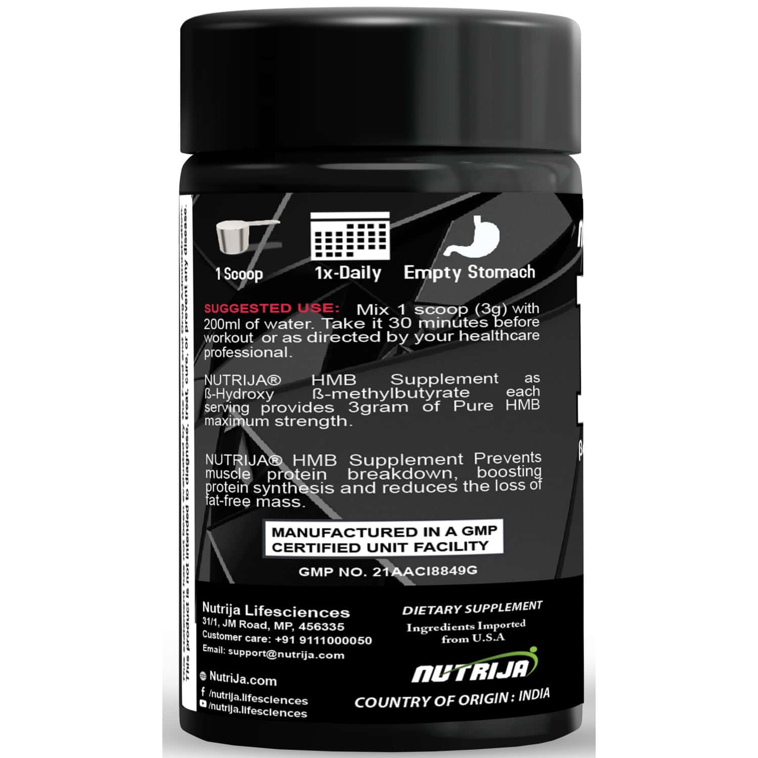 Buy NUTRIJA HMB POWDER (BETA-HYDROXY BETA-METHYLBUTYRATE) 100