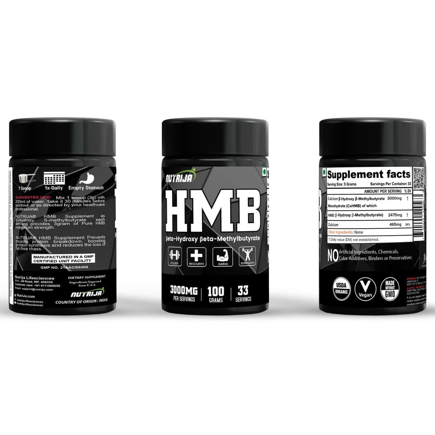 Buy NUTRIJA HMB POWDER (BETA-HYDROXY BETA-METHYLBUTYRATE) 100