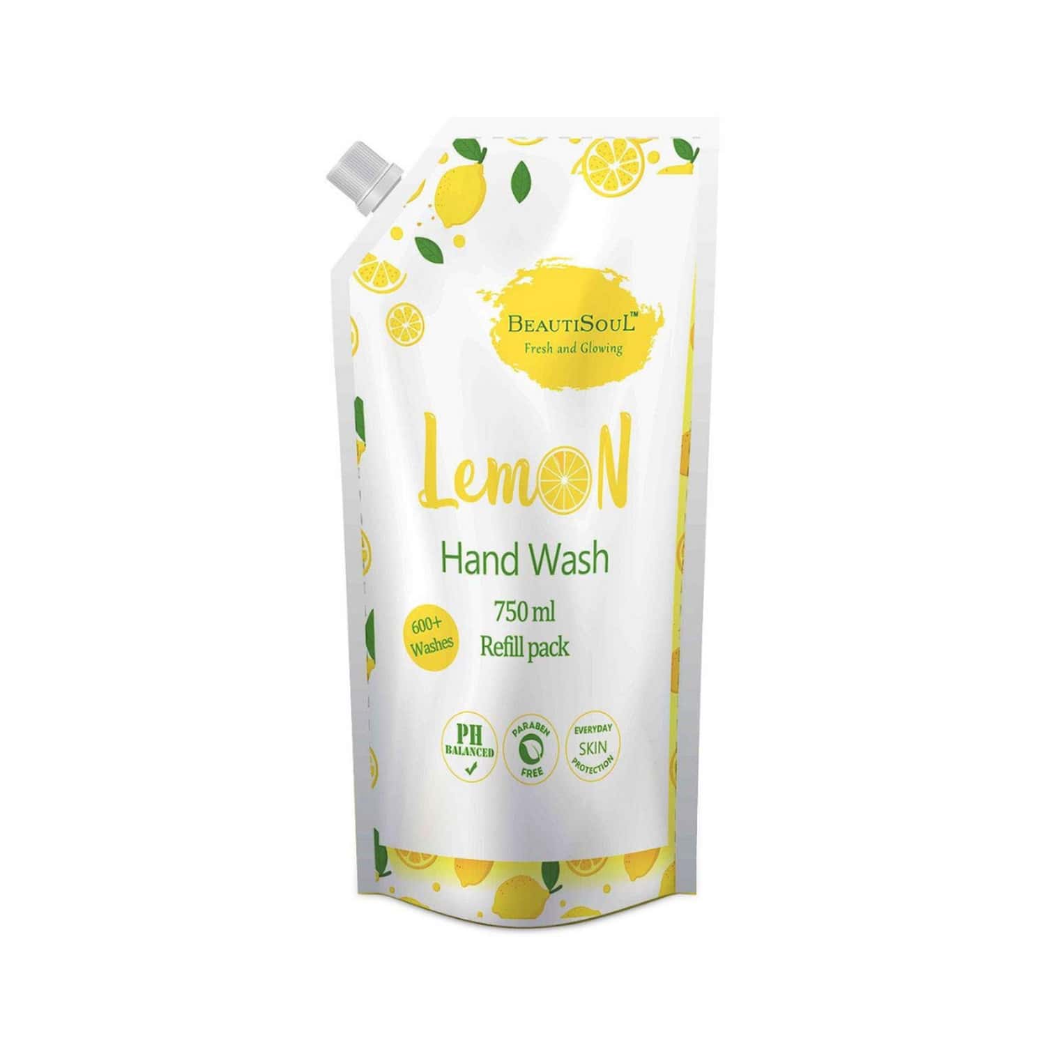 Beautisoul Lemon Handwash With Pure Lemon & Glycerin - 750 Ml Refill Pouch|Ph Balanced Handwash