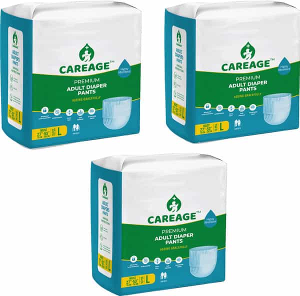 Careage Premium Adult Diaper Pants | Unisex | Waist Size (27-53 Inches) - L (30 Pieces)