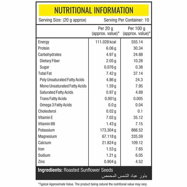 Nourishvitals Sunflower Roasted Seeds 200G Pouch