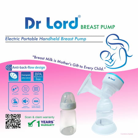 Dr Lord Handheld Portable Electic Breast Pump With Carry Bag
