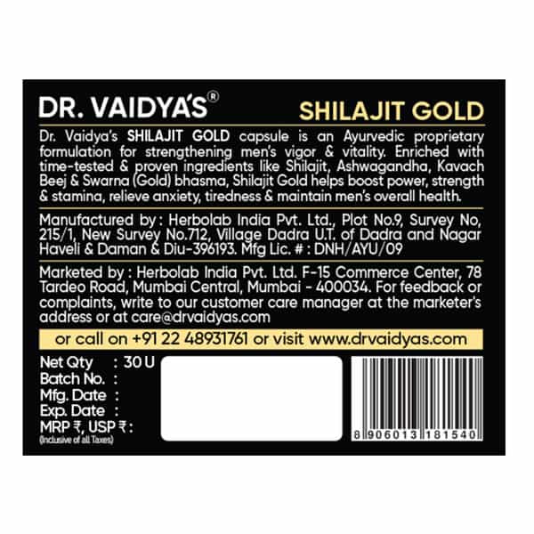 Dr. Vaidya's Shilajit Gold -30 Capsules - Pack Of 3
