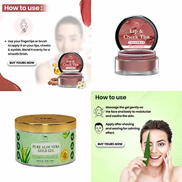 The Natural Wash Lip & Skin Care Combo With Columbus Lip & Cheek Tint And Pure Aloe Vera Gold Gel