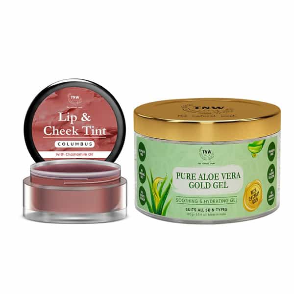 The Natural Wash Lip & Skin Care Combo With Columbus Lip & Cheek Tint And Pure Aloe Vera Gold Gel