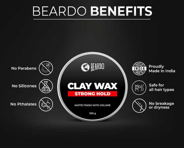 Beardo Hair Clay Wax - Strong Hold For Men - 100 Gm