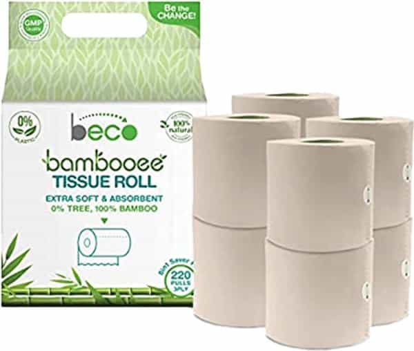 Beco Bambooee Tissue Roll (3 Ply) - 220 Pulls - Pack Of 8 (Value Pack)