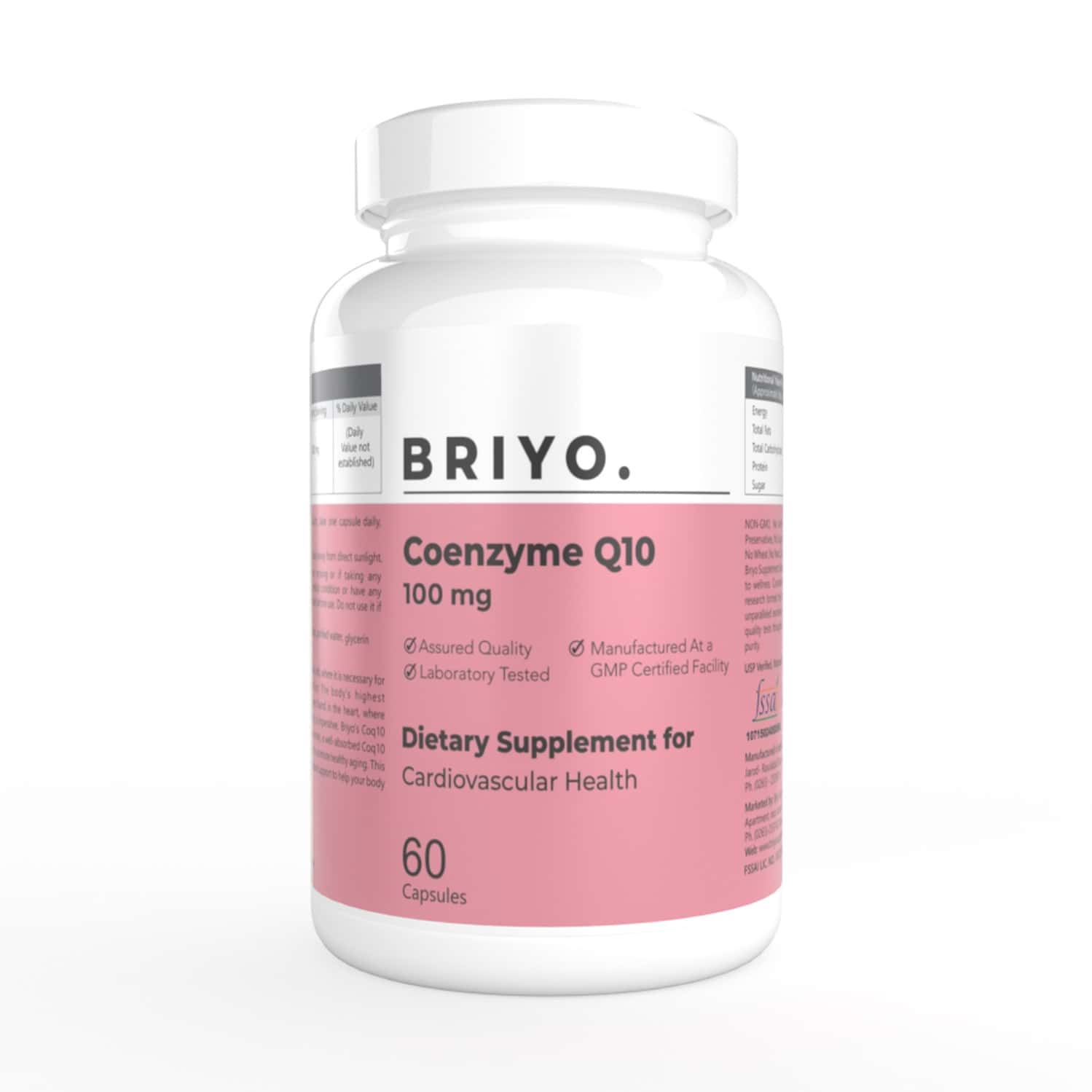 Briyo Coenzyme Q10 100 Mg Dietary Supplement For Cardiovascular Health Capsules - 60n