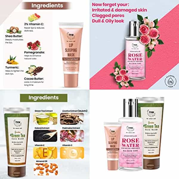 Tnw The Natural Wash Combo With Green Tea Face Wash | Steam Distilled Rose Water