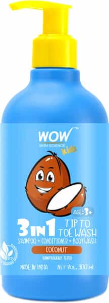 Wow Skin Science Kids 3 In 1 Tip To Toe Wash - Coconut - 300 Ml
