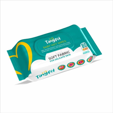 Tinyfit Soft Cleansing Baby Wipes | Enriched With Aloe Vera & Vitamin E | 99% Water Based | 80 Wipes