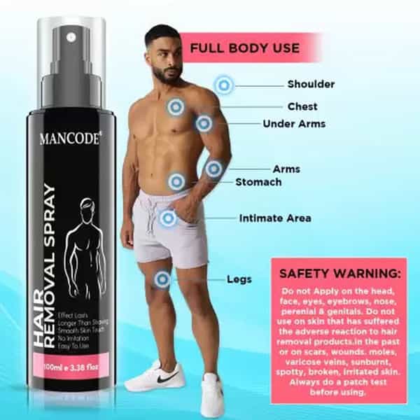 Mancode Hair Removal Cream Spray 100Ml For Men