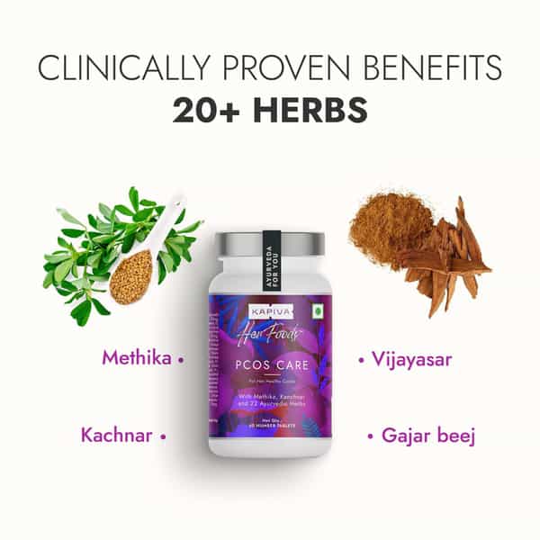 Kapiva Pcos Care Tablets - For Healthy Cycles | Manages Pcos In 3 Months | 60 Caps