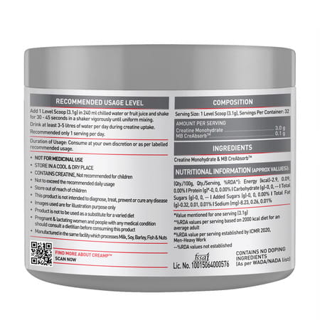 Muscleblaze Biozyme Performance Whey (Rich Chocolate | 4kg) & Creatine Monohydrate Creamp (100g)
