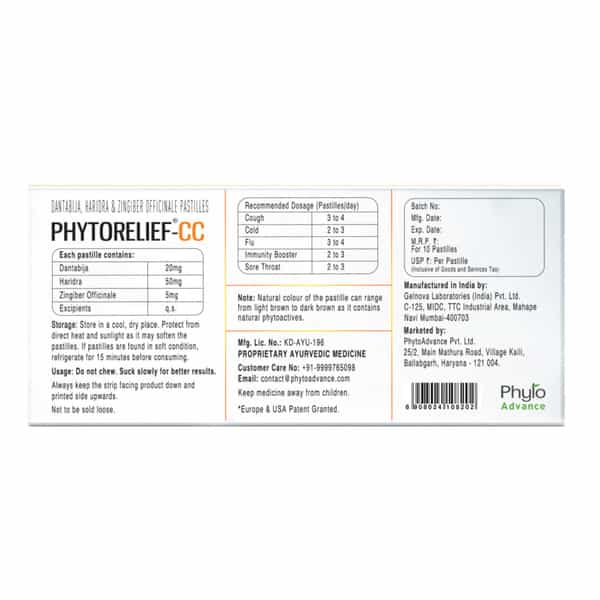 Phytorelief-Cc - Natural Immunity Booster Fights Viral Cough | Cold And Sore Throat - Pack Of 2