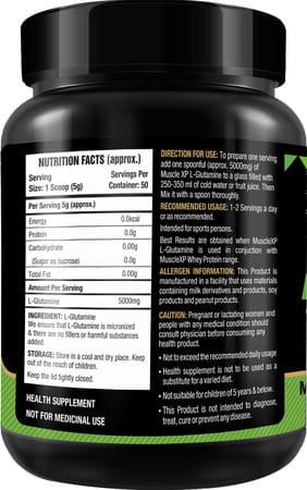 Musclexp Micronized L-Glutamine Powder - 250gm Unflavored + Shaker