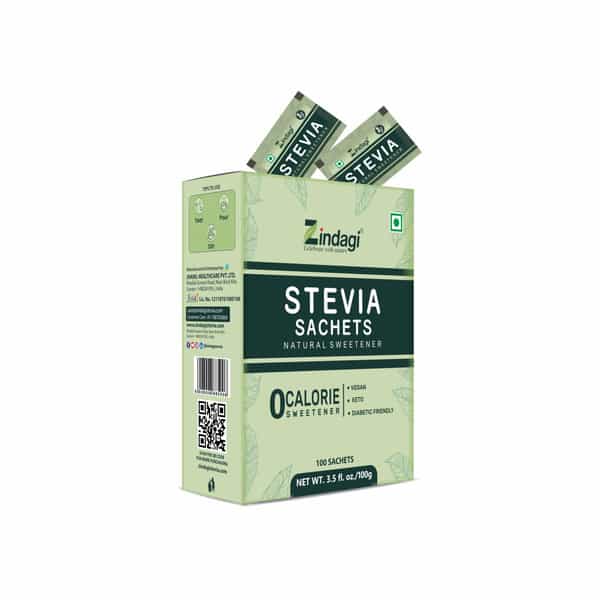 Zindagi Stevia Powder Sachets|Zero Calorie Sweetener|Diabetic Friendly|100 Sachets |Pack Of 3
