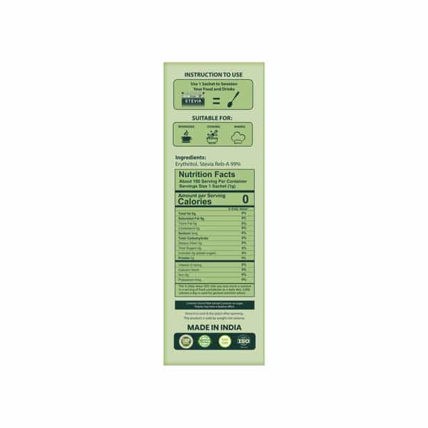 Zindagi Stevia Powder Sachets|Zero Calorie Sweetener|Diabetic Friendly|100 Sachets |Pack Of 3