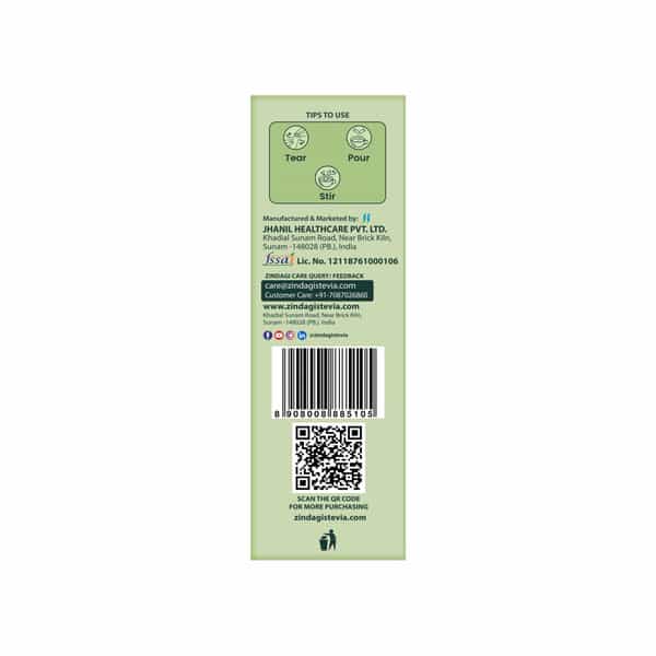 Zindagi Stevia Powder Sachets|Zero Calorie Sweetener|Diabetic Friendly|100 Sachets |Pack Of 3